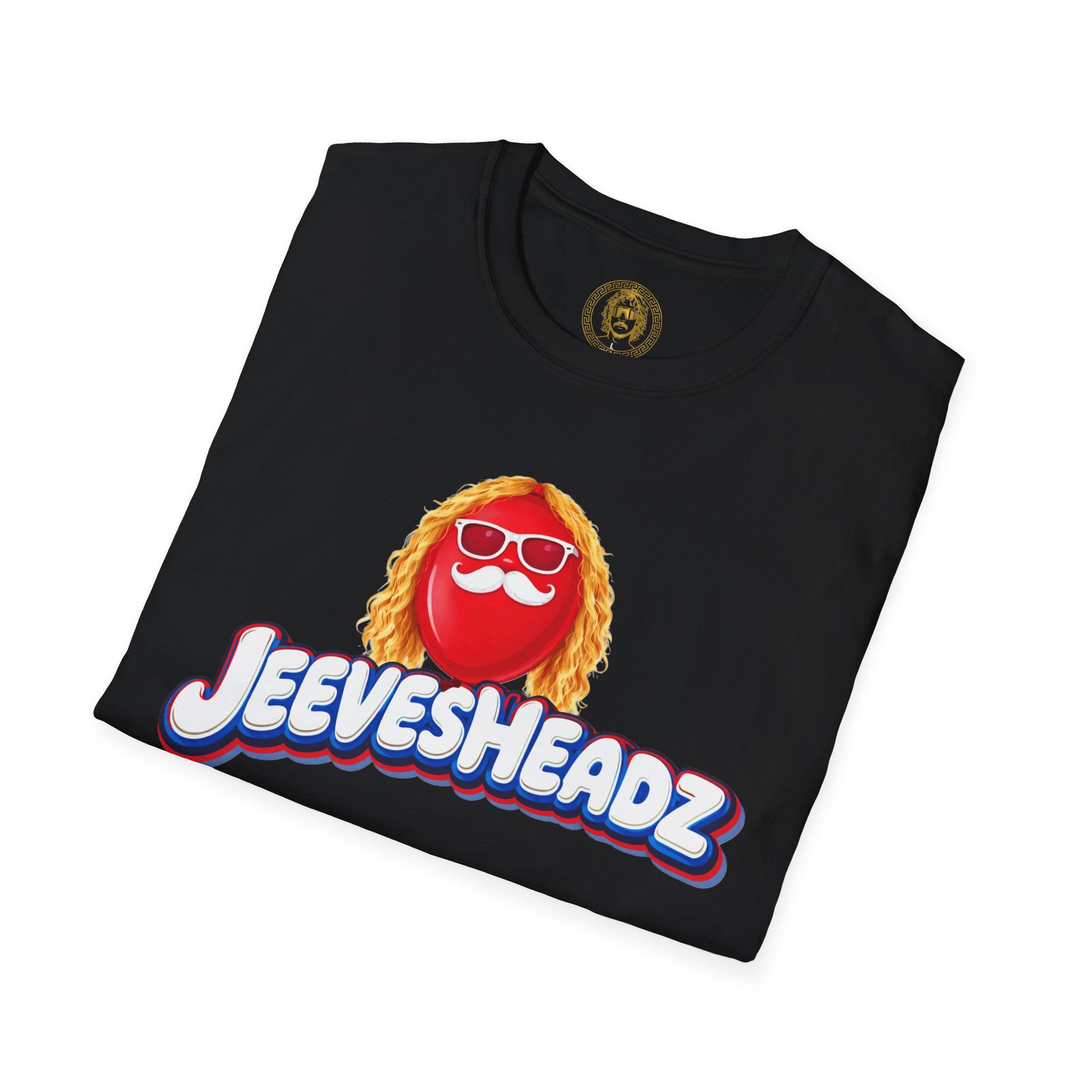Jeevesheadz Graphic T-Shirt — Retro Logo Tee (Front Mascot & Back Globe)