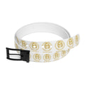 White Gold Coin Print Belt — Fashion Statement Accessory