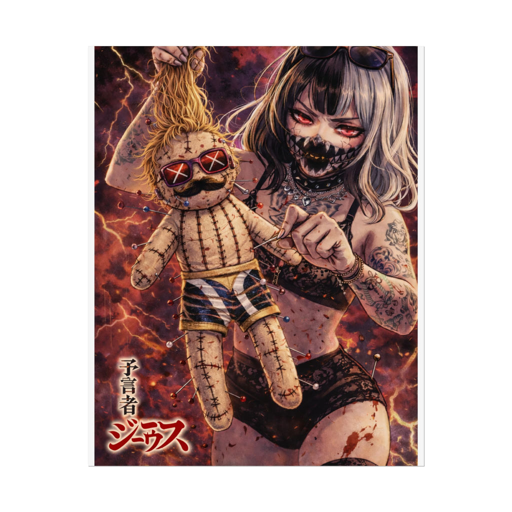 Horror Anime Voodoo Doll Poster — Creepy Tattooed Girl Art Print (Rolled Poster)