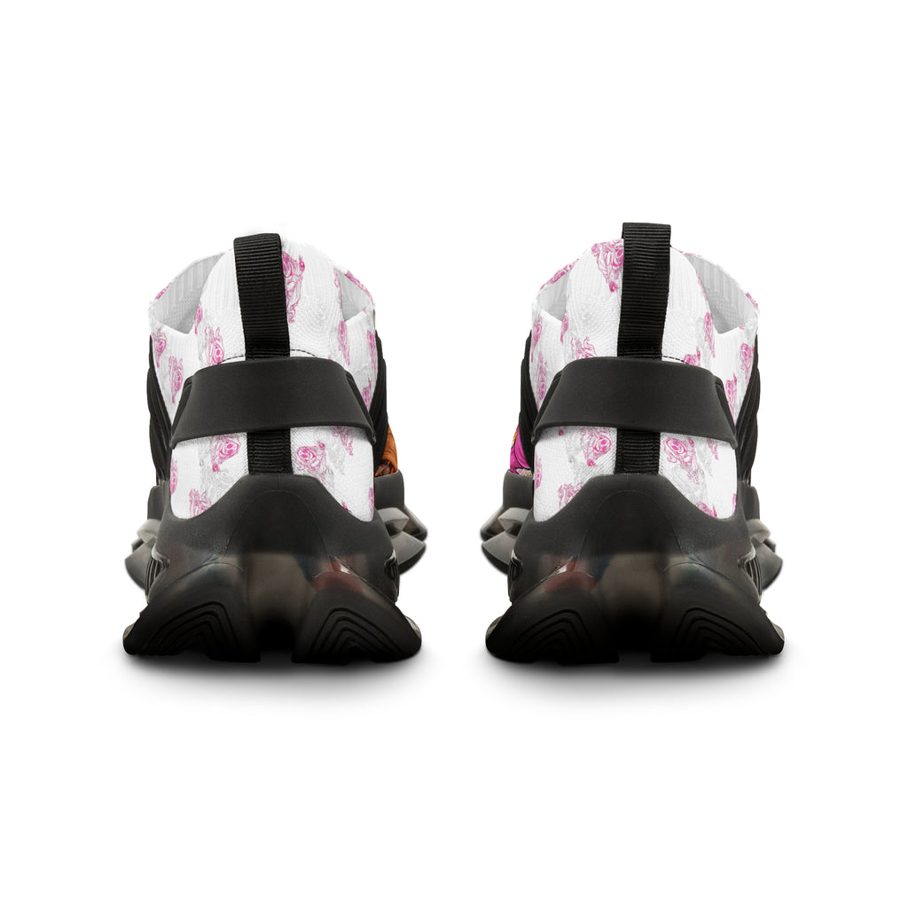 Mesh Sneakers — Pink Floral Graphic Men’s Athletic Shoes