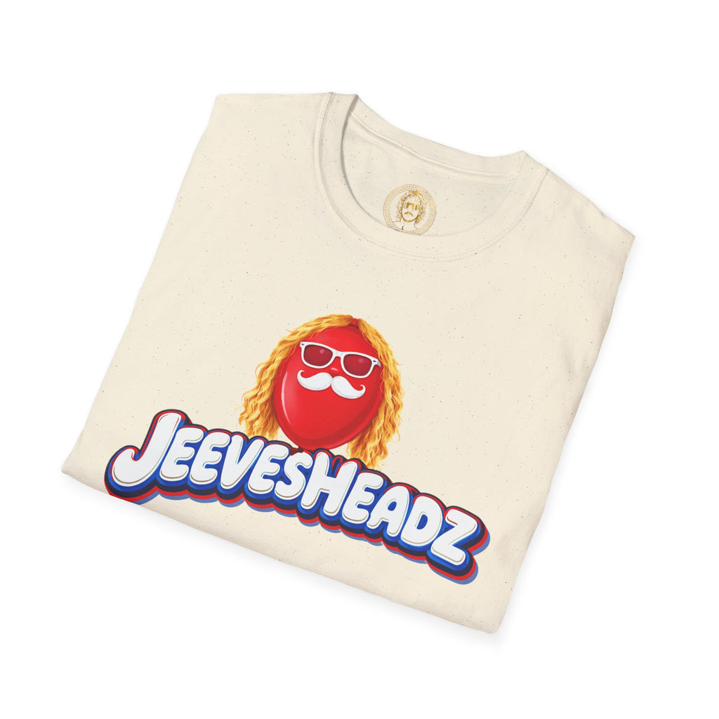 Jeevesheadz Graphic T-Shirt — Retro Logo Tee (Front Mascot & Back Globe)