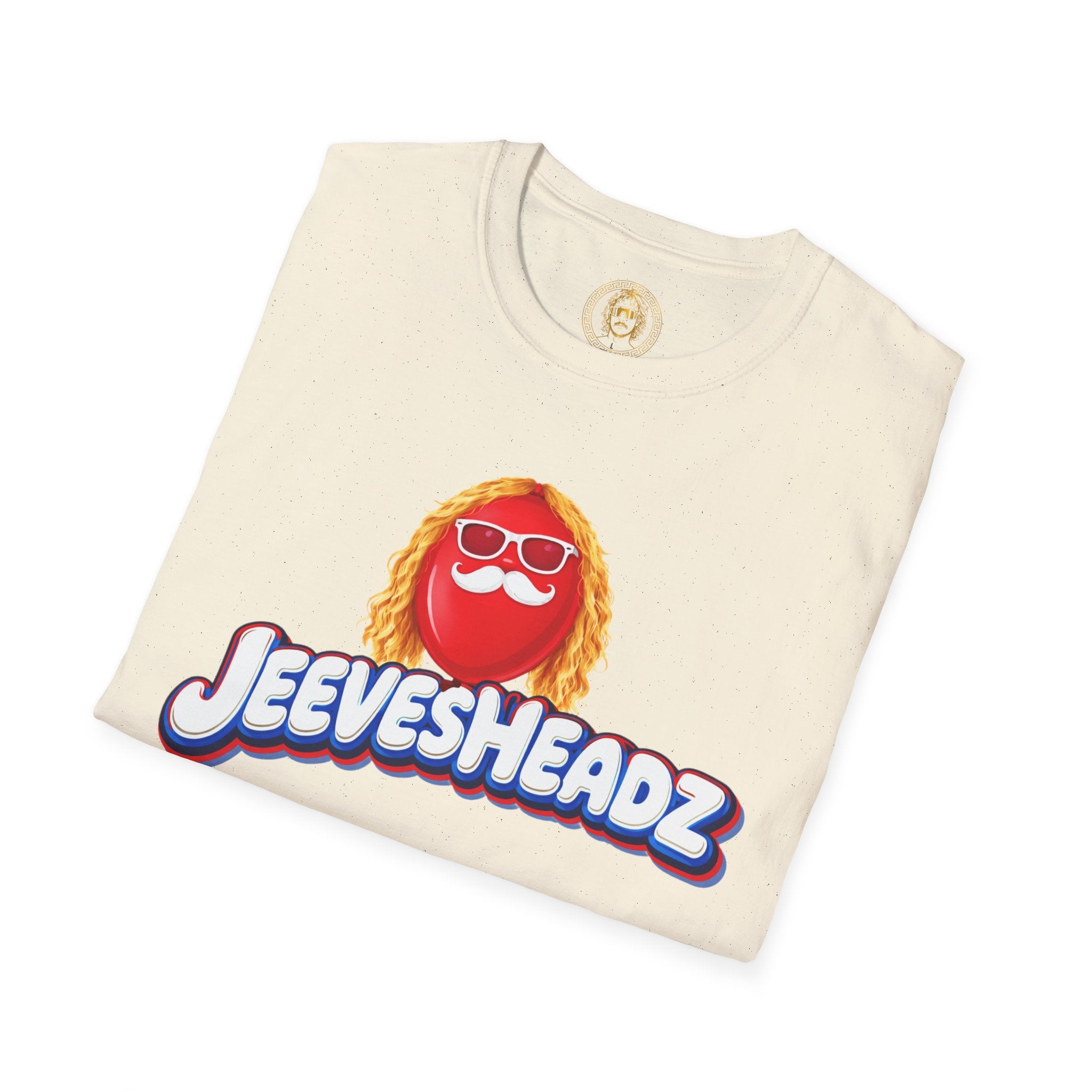 Jeevesheadz Graphic T-Shirt — Retro Logo Tee (Front Mascot & Back Globe)