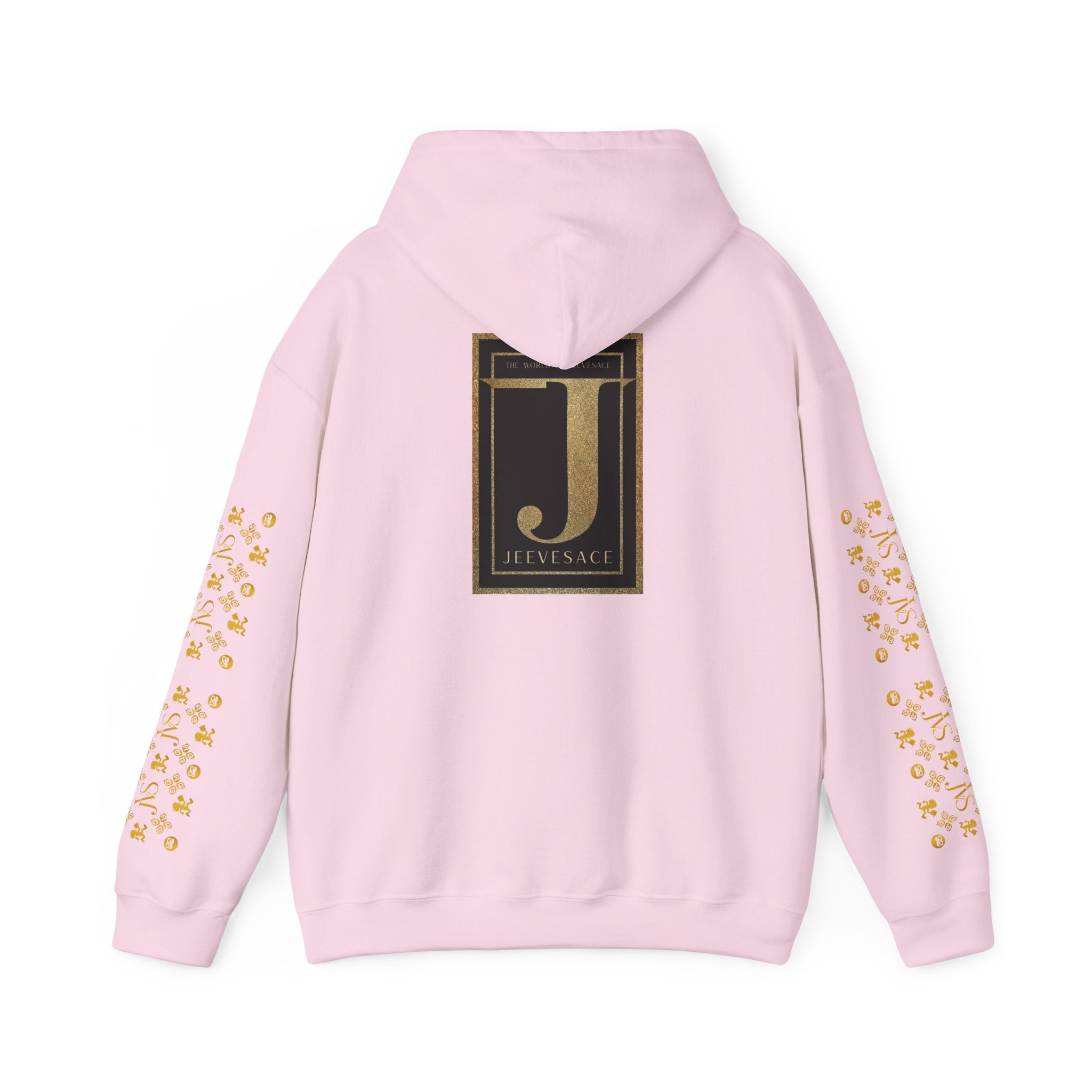 Versace-Inspired Gold Medallion Hoodie — White Graphic Sweatshirt