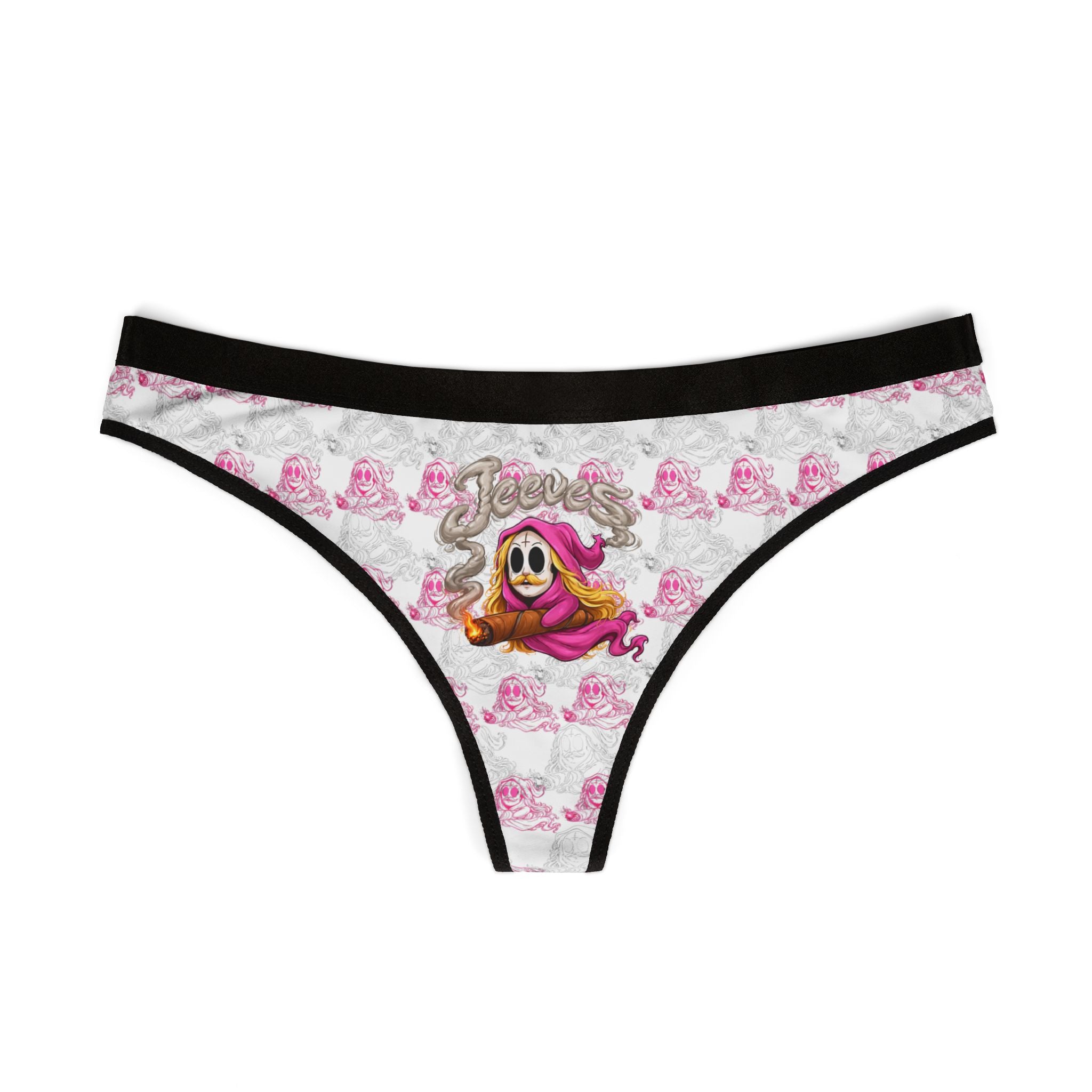 Women's Thong - Cute Pink Jeeves being crazy Pattern
