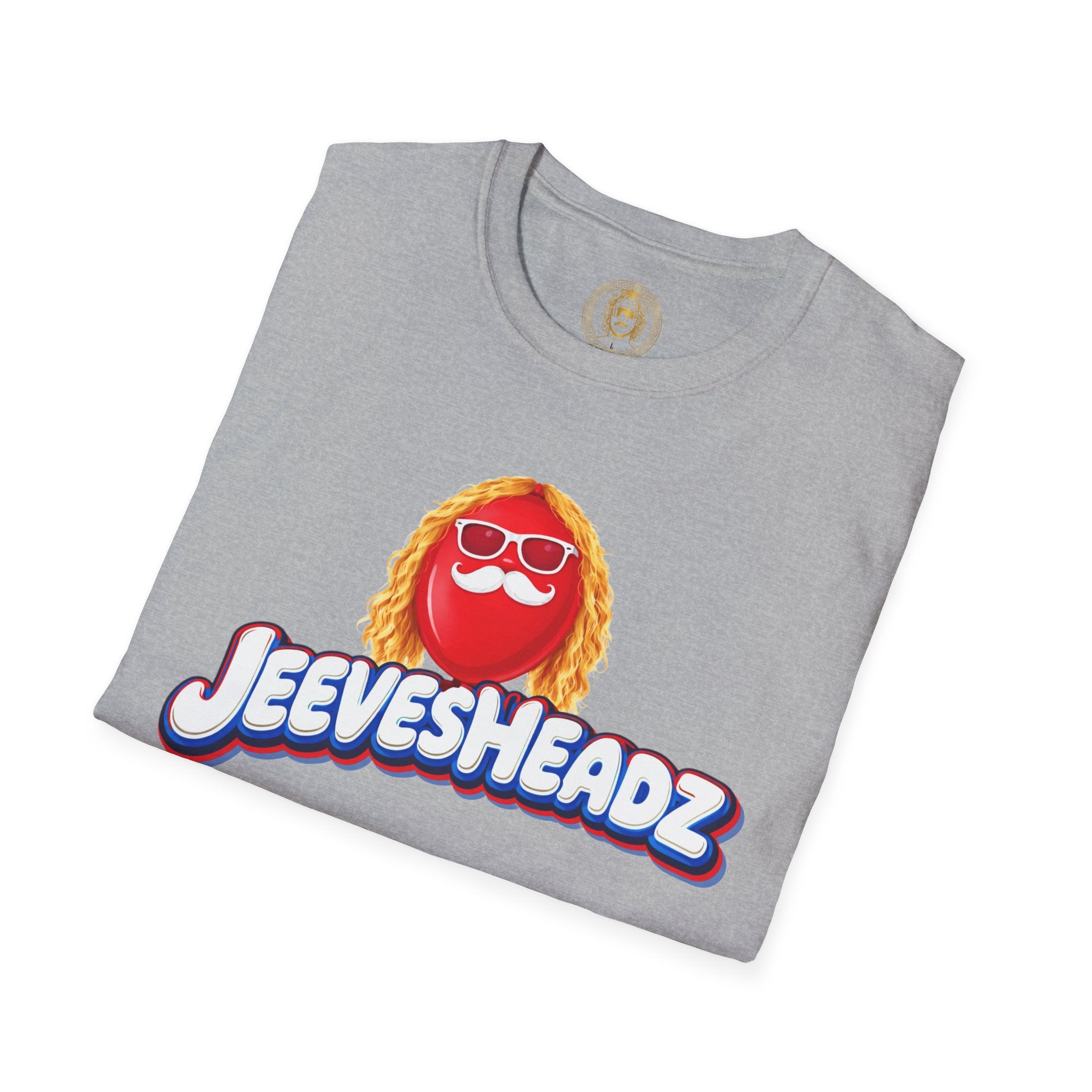 Jeevesheadz Graphic T-Shirt — Retro Logo Tee (Front Mascot & Back Globe)
