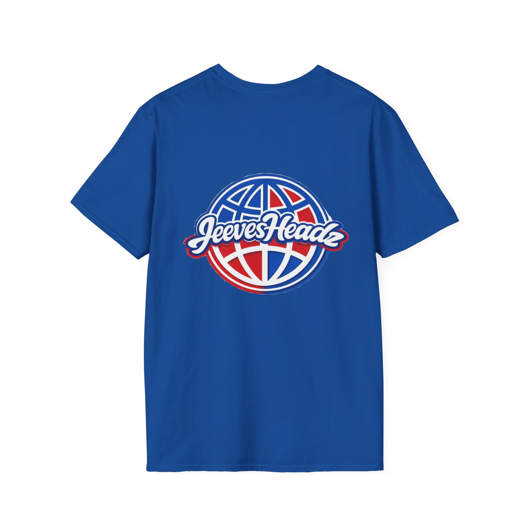 Jeevesheadz Graphic T-Shirt — Retro Logo Tee (Front Mascot & Back Globe)