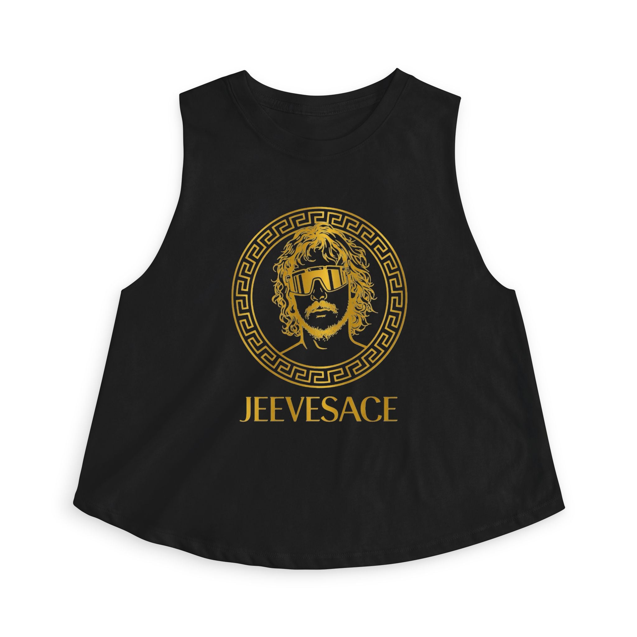 Jeevesace Crop Top — Retro Gold Logo Women’s Sleeveless Tee