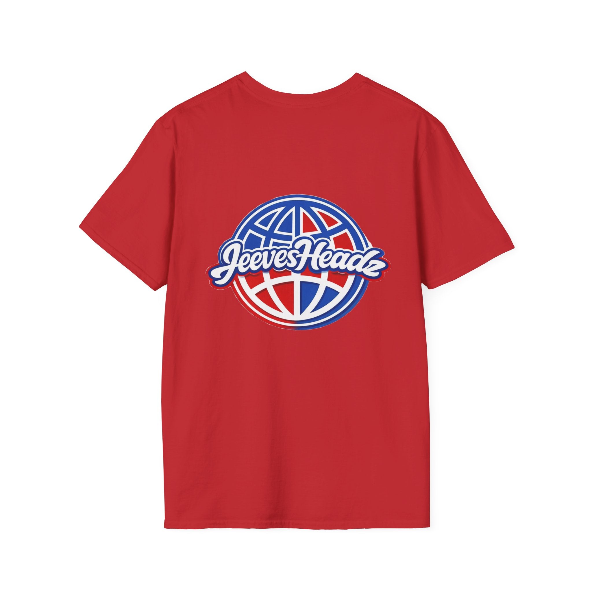 Jeevesheadz Graphic T-Shirt — Retro Logo Tee (Front Mascot & Back Globe)