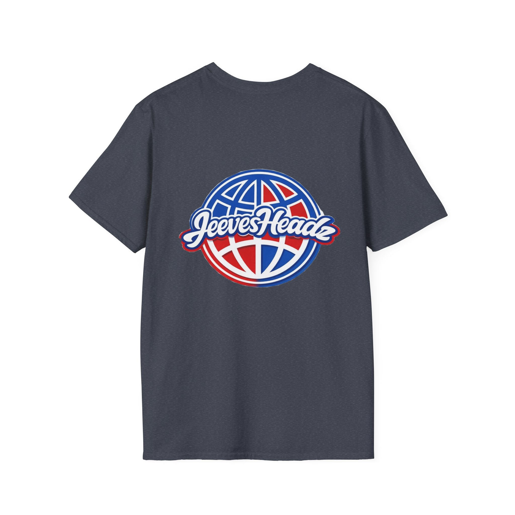 Jeevesheadz Graphic T-Shirt — Retro Logo Tee (Front Mascot & Back Globe)