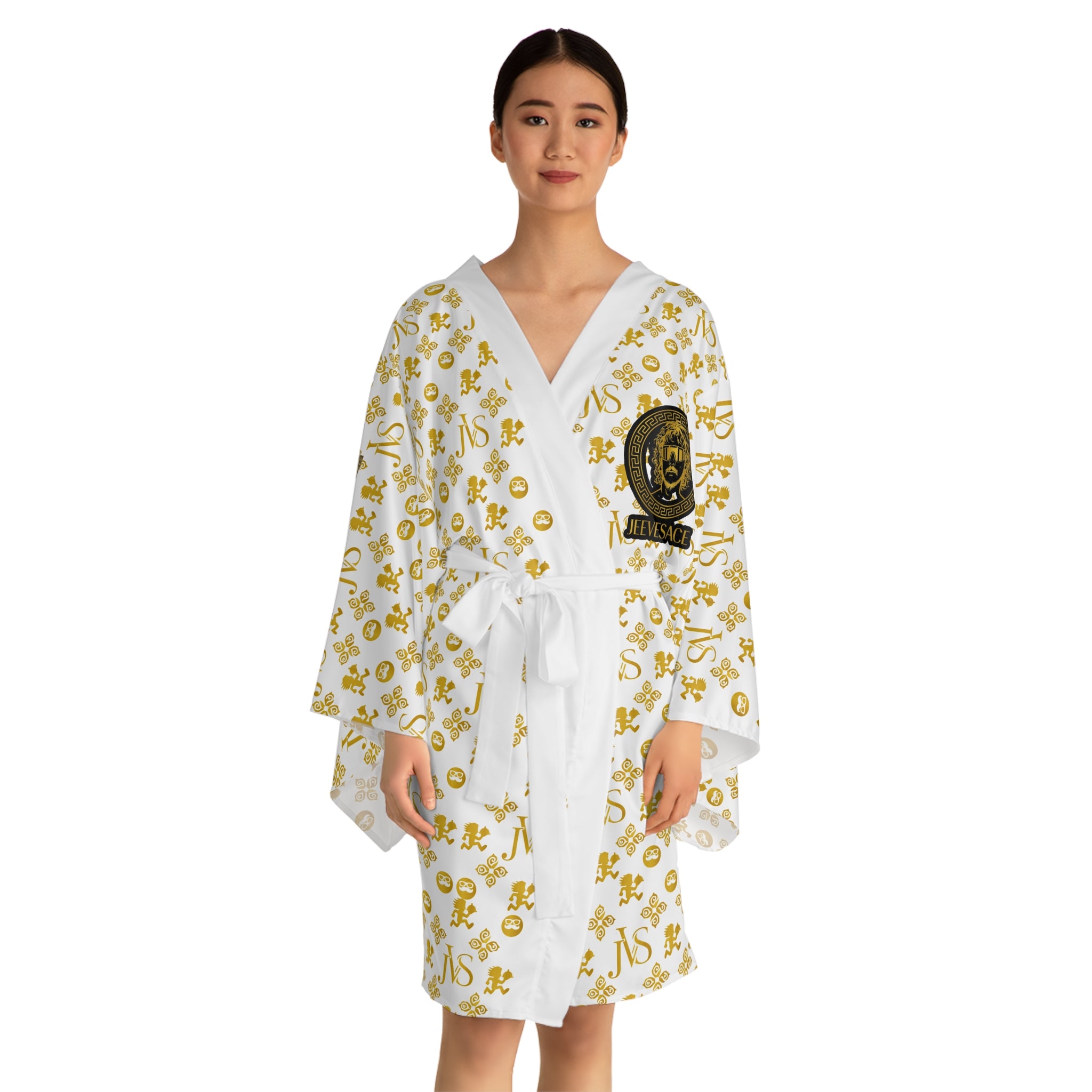 Gold Monogram Kimono Robe — Jeevesace Designer Lounge Kimono