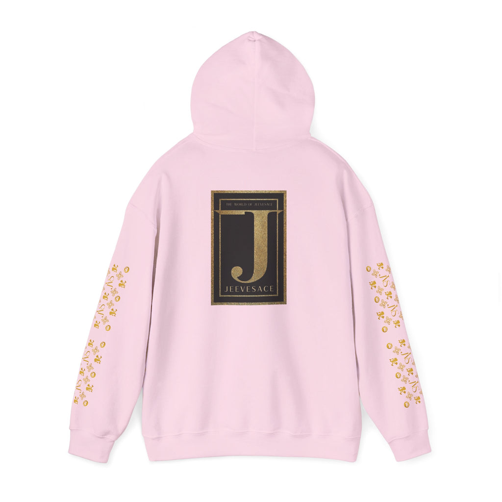 Versace-Inspired Gold Medallion Hoodie — White Graphic Sweatshirt