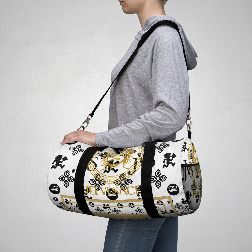 Baroque Lion Crest Duffel Bag — Gold & Black Medusa-Inspired Travel Bag