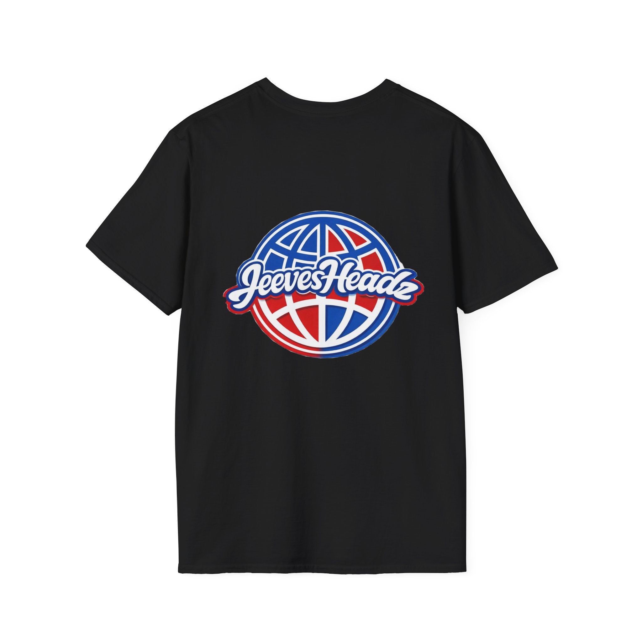 Jeevesheadz Graphic T-Shirt — Retro Logo Tee (Front Mascot & Back Globe)