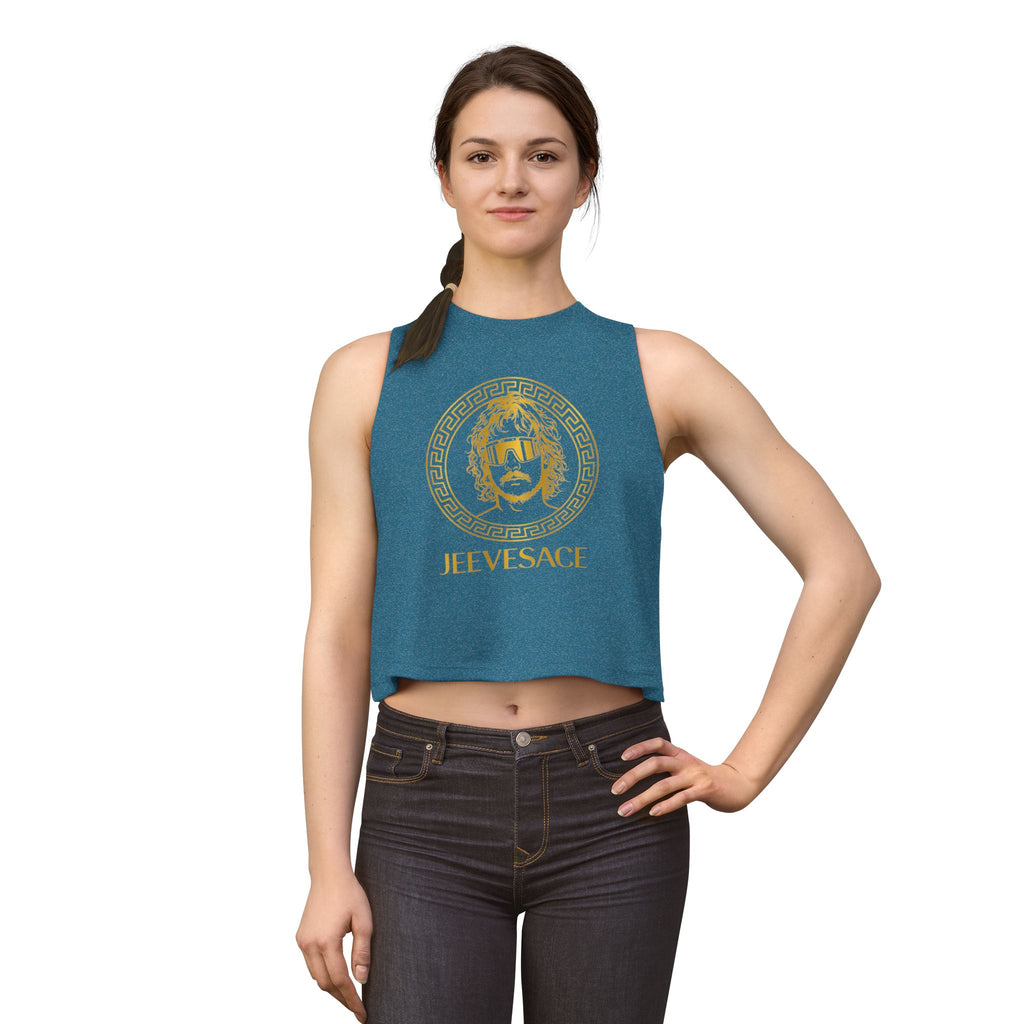 Jeevesace Crop Top — Retro Gold Logo Women’s Sleeveless Tee