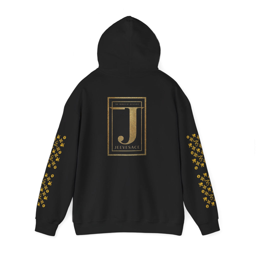 Versace-Inspired Gold Medallion Hoodie — White Graphic Sweatshirt