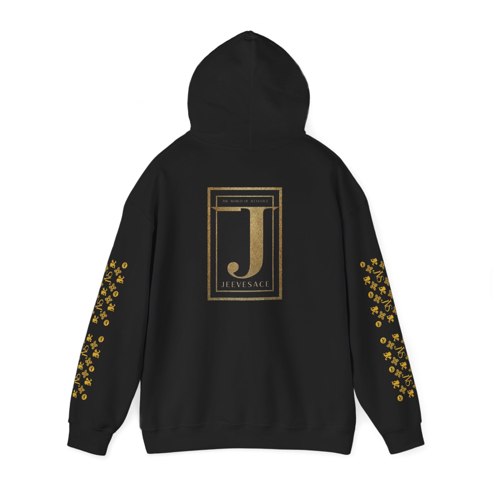 Versace-Inspired Gold Medallion Hoodie — White Graphic Sweatshirt