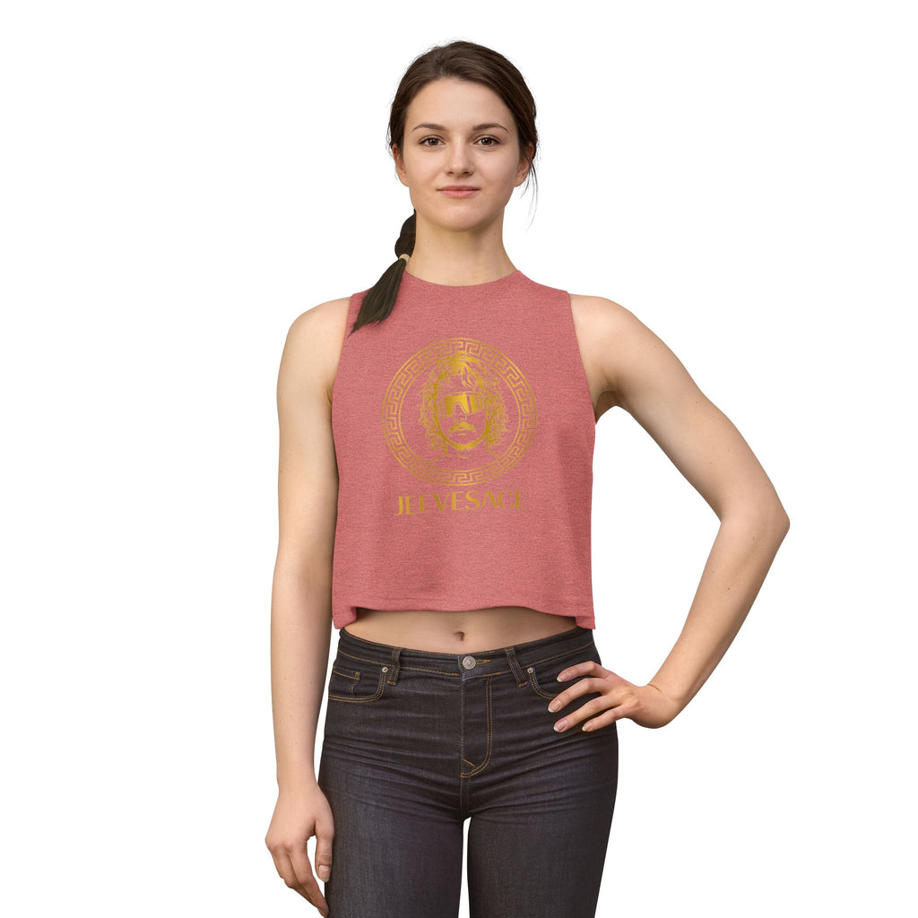 Jeevesace Crop Top — Retro Gold Logo Women’s Sleeveless Tee