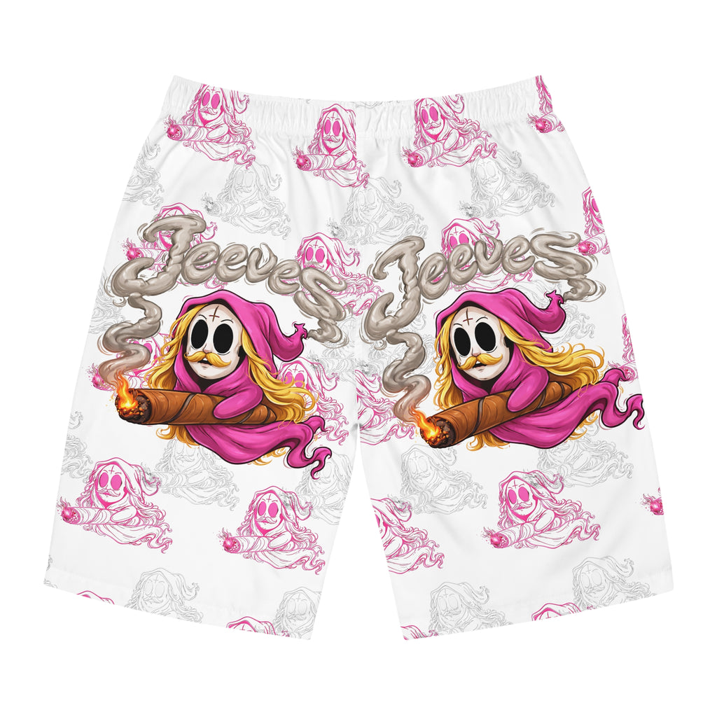 Skull Cigar Board Shorts - Pink Reaper All-Over Print