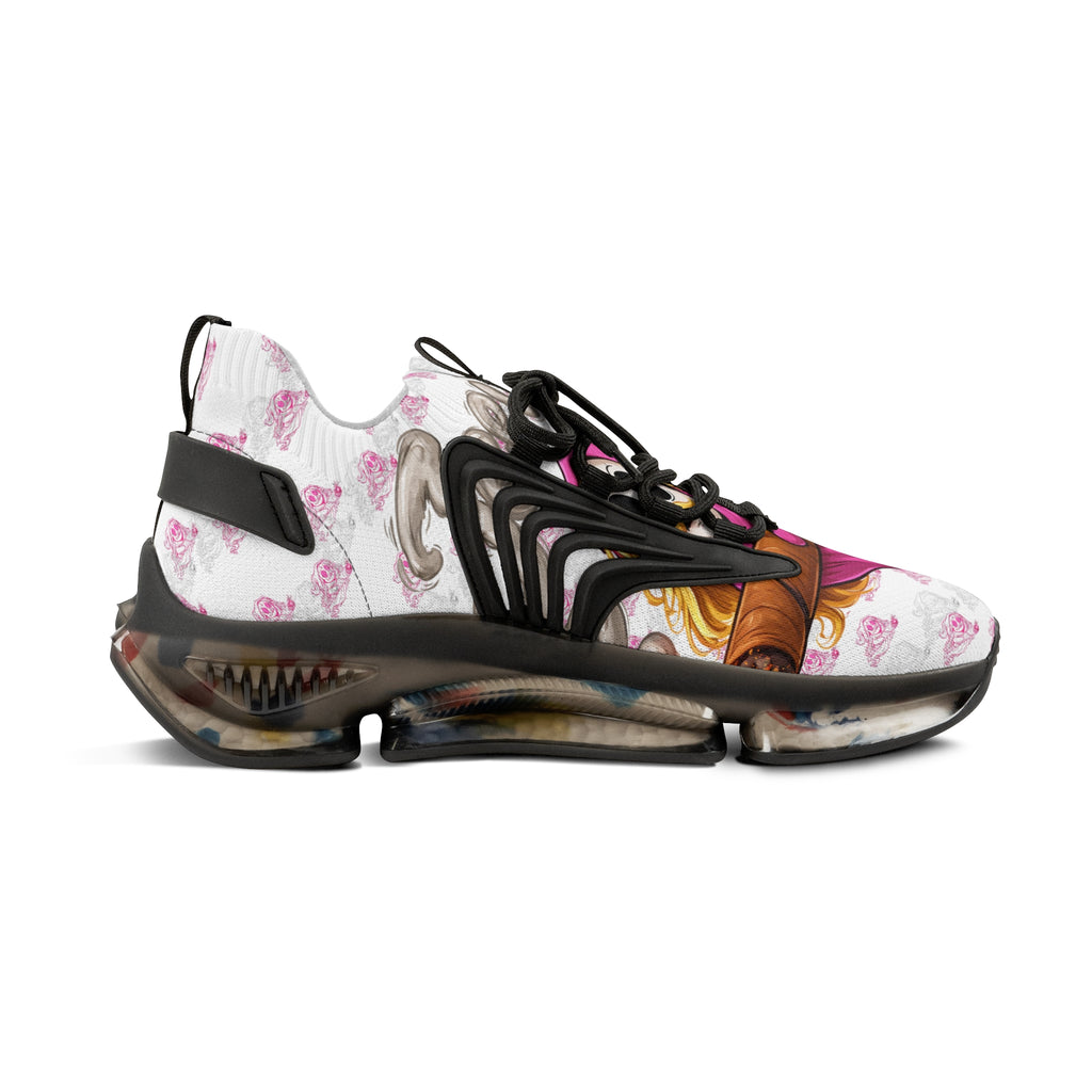Mesh Sneakers — Pink Floral Graphic Men’s Athletic Shoes