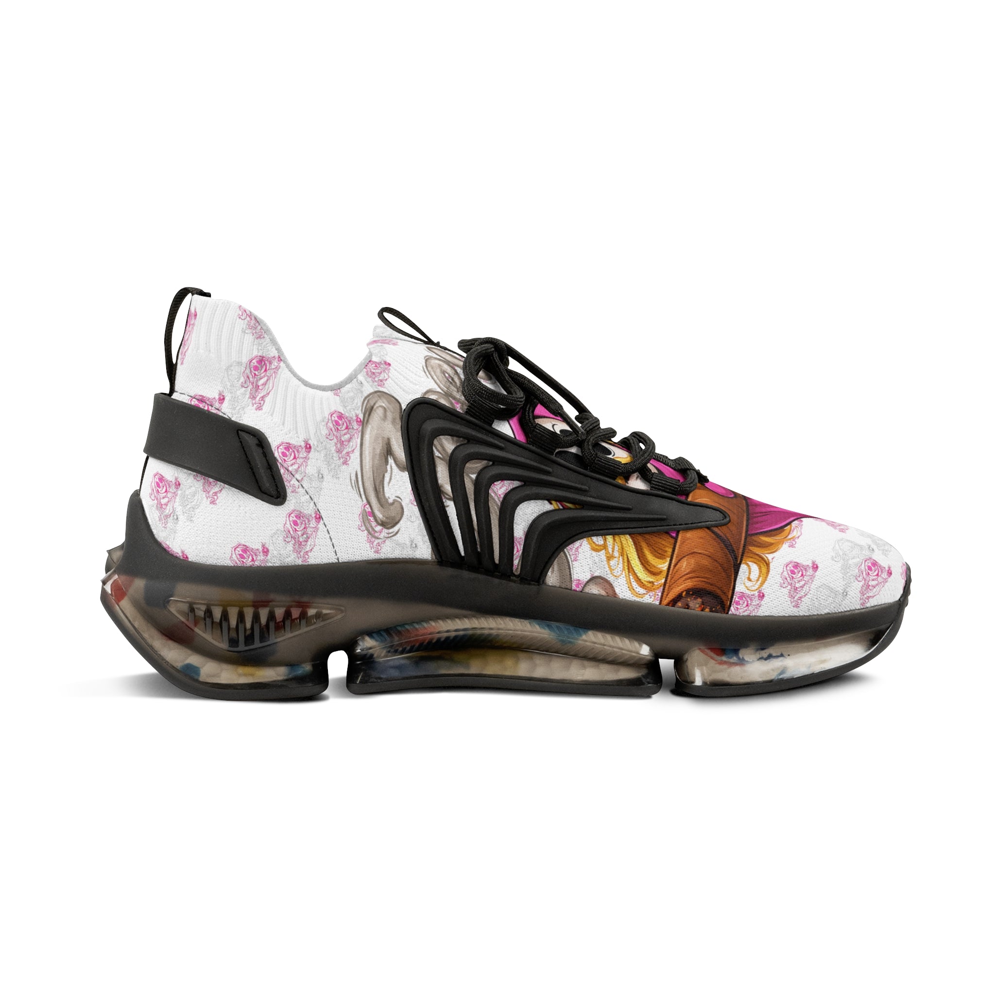 Mesh Sneakers — Pink Floral Graphic Men’s Athletic Shoes