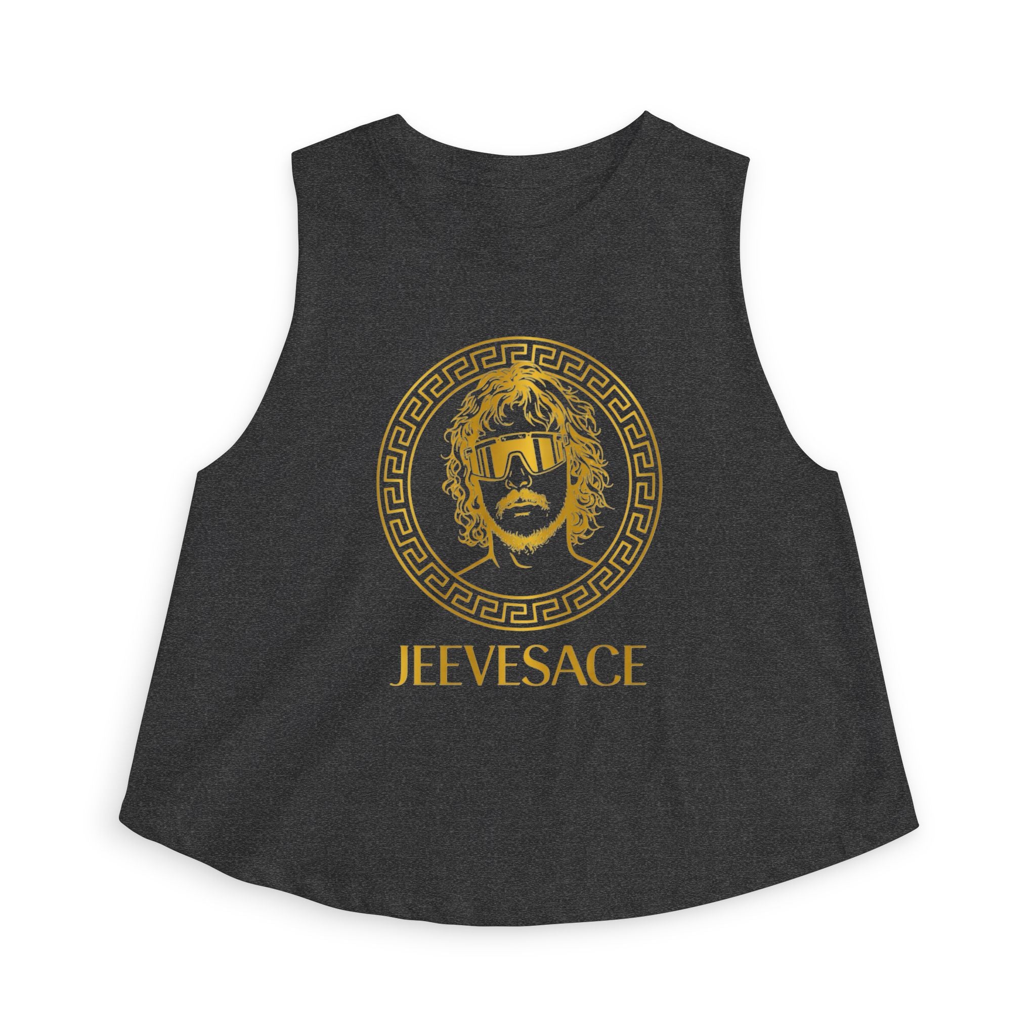 Jeevesace Crop Top — Retro Gold Logo Women’s Sleeveless Tee