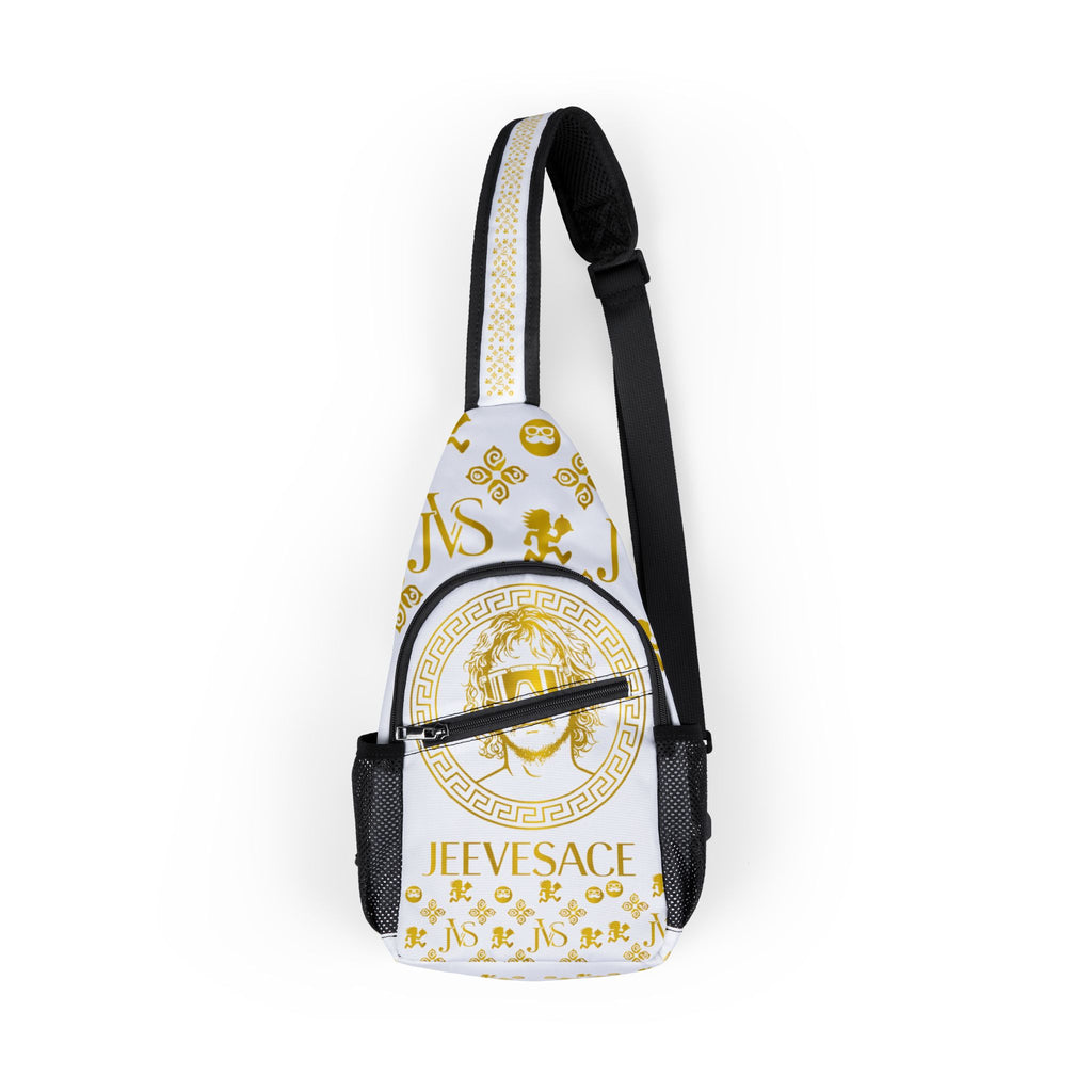 Chest Bag — Gold Monogram Sling Bag with 'Jeevesace' Medallion