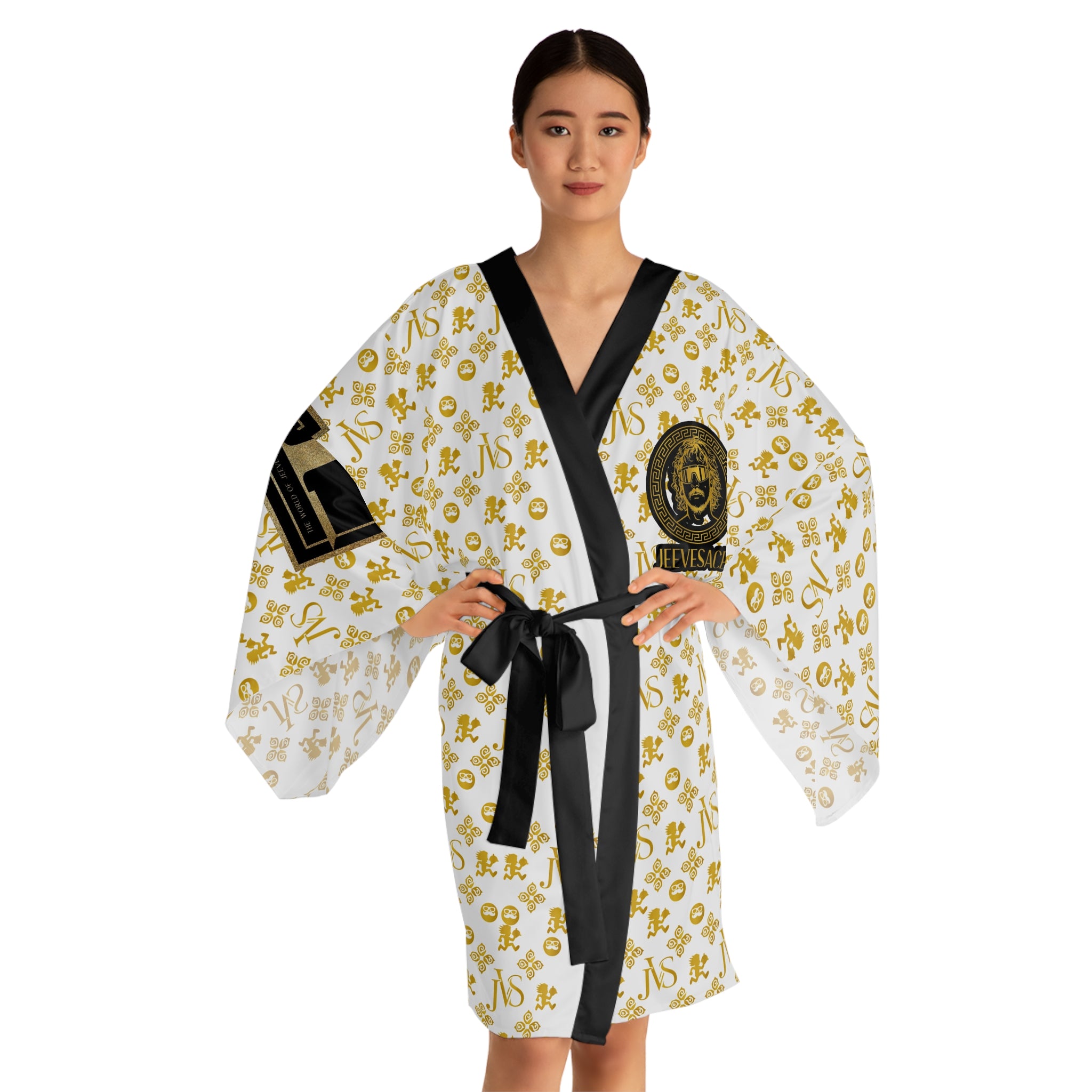 Gold Monogram Kimono Robe — Jeevesace Designer Lounge Kimono