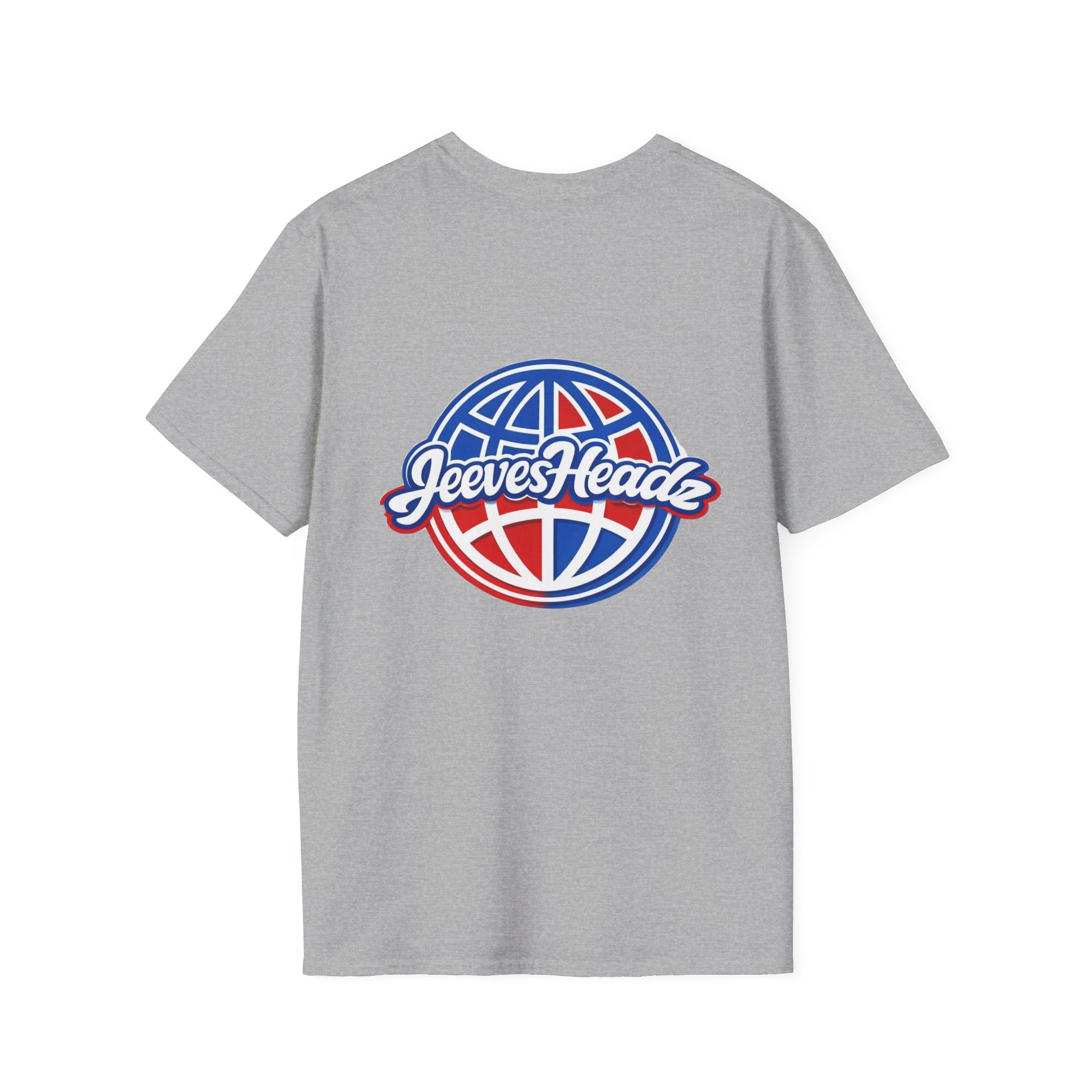 Jeevesheadz Graphic T-Shirt — Retro Logo Tee (Front Mascot & Back Globe)