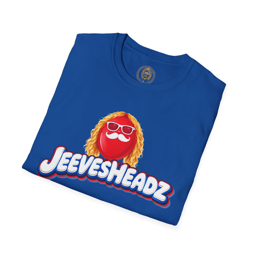 Jeevesheadz Graphic T-Shirt — Retro Logo Tee (Front Mascot & Back Globe)