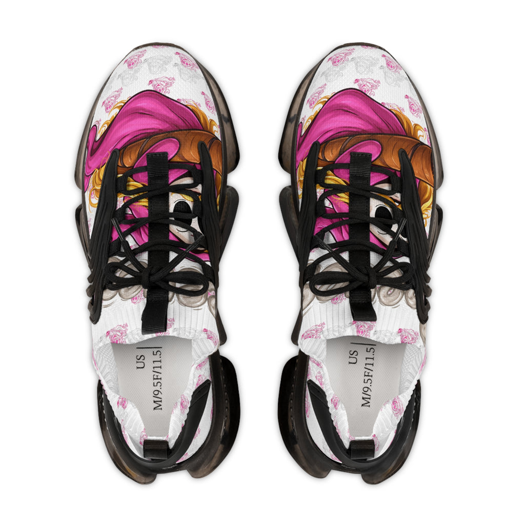 Mesh Sneakers — Pink Floral Graphic Men’s Athletic Shoes