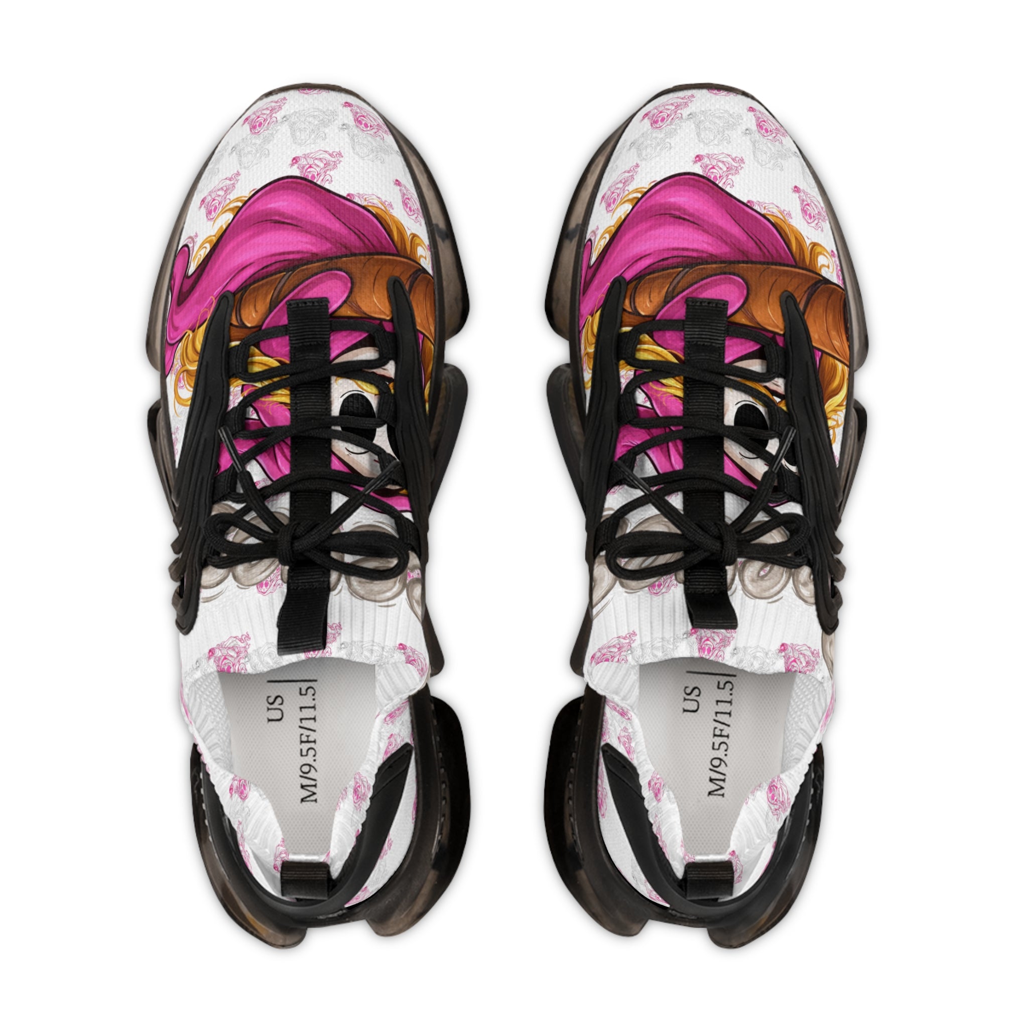 Mesh Sneakers — Pink Floral Graphic Men’s Athletic Shoes
