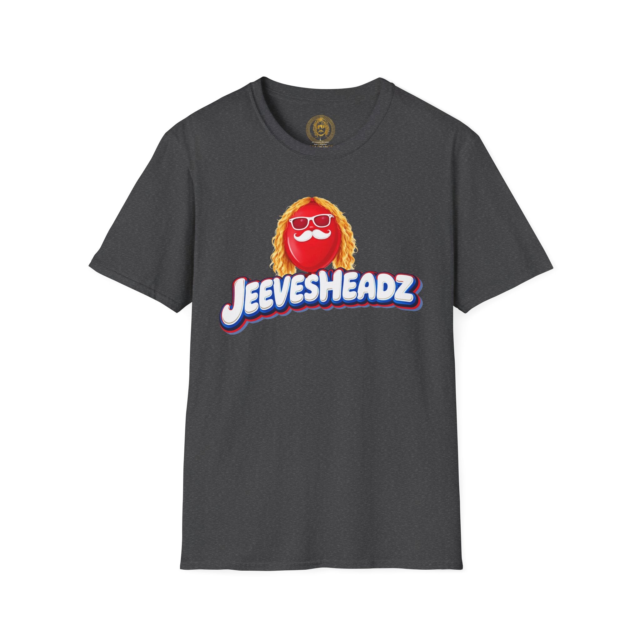 Jeevesheadz Graphic T-Shirt — Retro Logo Tee (Front Mascot & Back Globe)