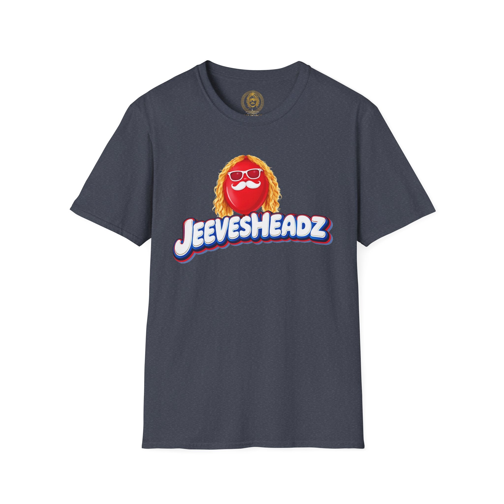 Jeevesheadz Graphic T-Shirt — Retro Logo Tee (Front Mascot & Back Globe)