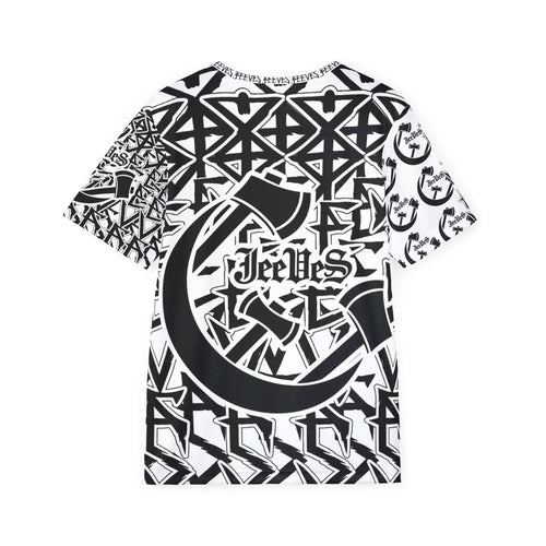 All-Over Print Graphic Jersey — Monochrome Celtic 'JeelBes' Pattern
