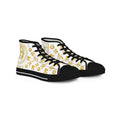 High Top Sneakers — White & Gold Luxury Patterned Men's Shoes