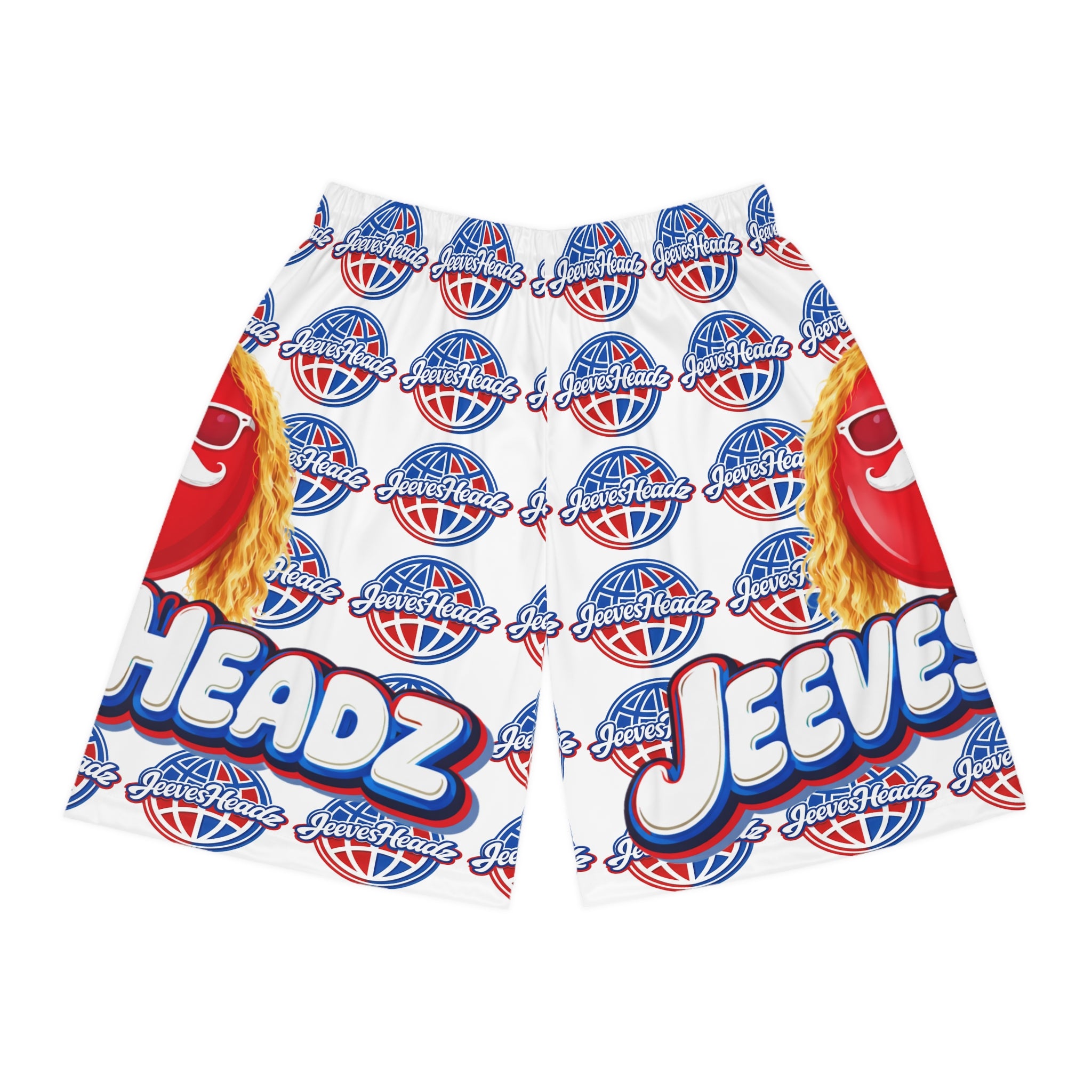 Basketball Shorts - JeevesHeadz All-Over Print Retro Mascot Design