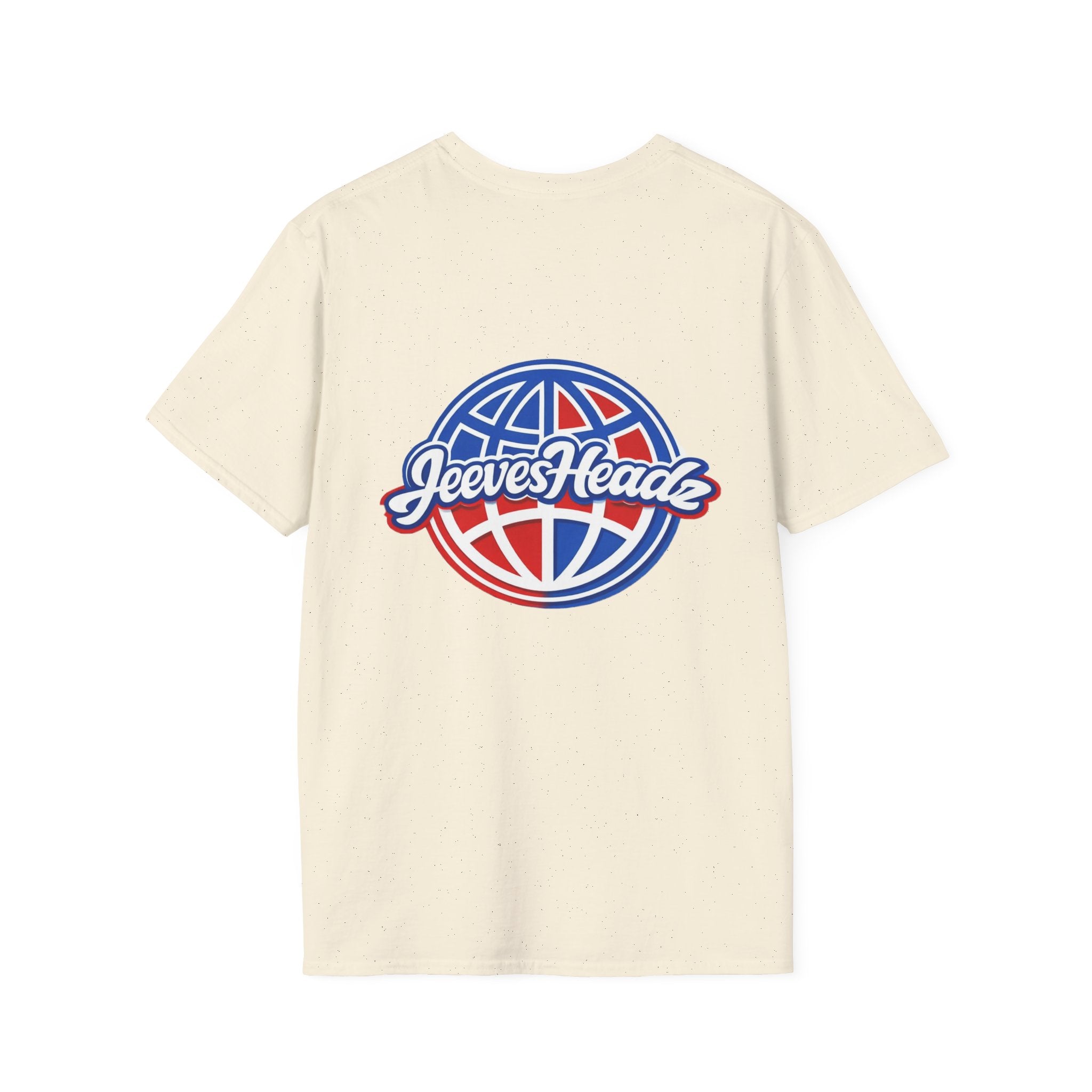 Jeevesheadz Graphic T-Shirt — Retro Logo Tee (Front Mascot & Back Globe)