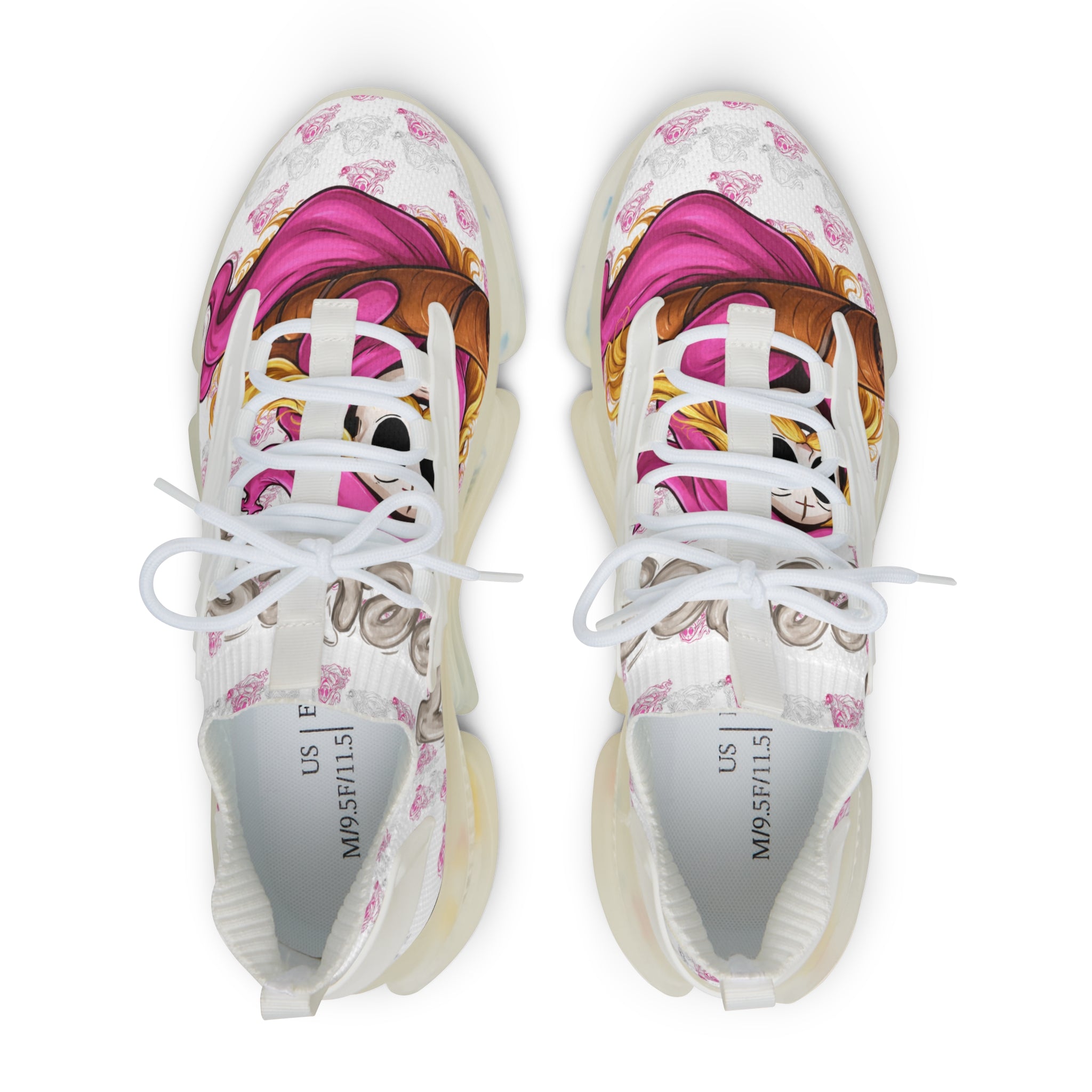 Mesh Sneakers — Pink Floral Graphic Men’s Athletic Shoes