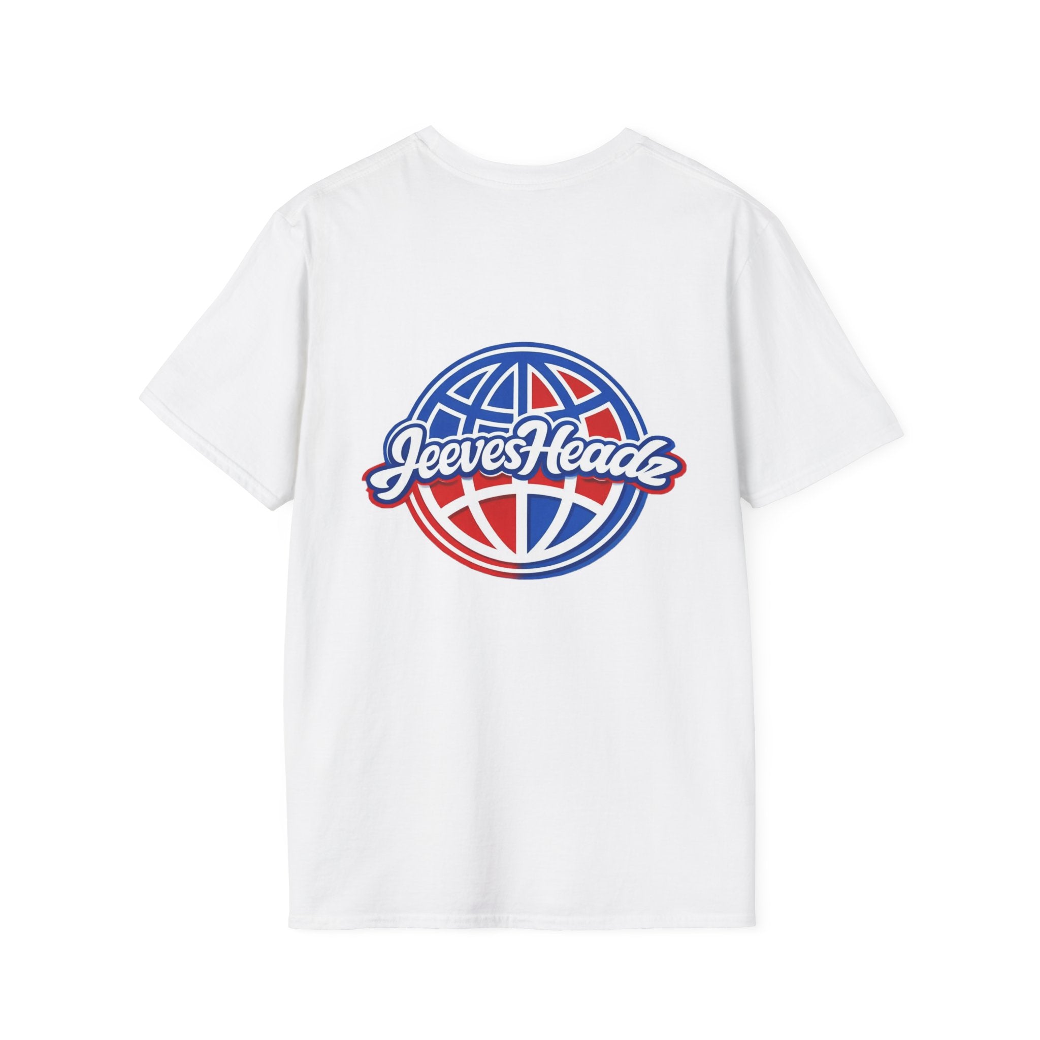 Jeevesheadz Graphic T-Shirt — Retro Logo Tee (Front Mascot & Back Globe)