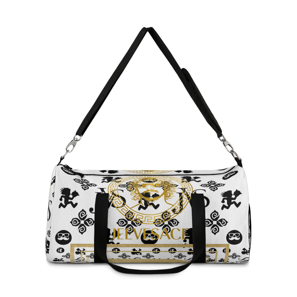 Baroque Lion Crest Duffel Bag — Gold & Black Medusa-Inspired Travel Bag