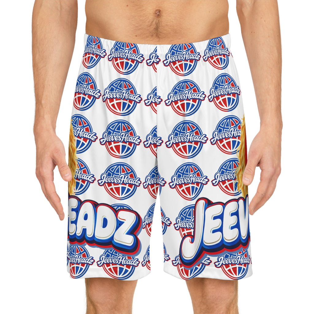 Basketball Shorts - JeevesHeadz All-Over Print Retro Mascot Design