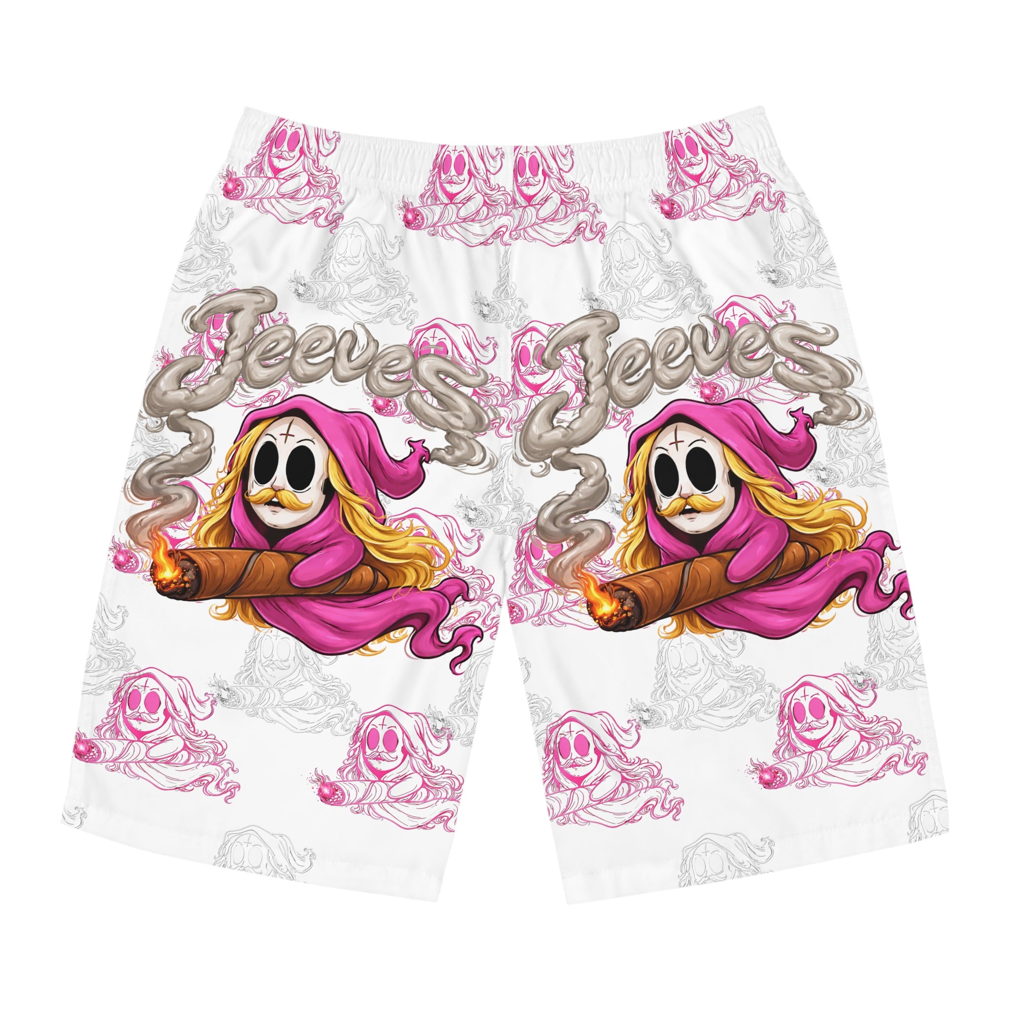 Skull Cigar Board Shorts - Pink Reaper All-Over Print