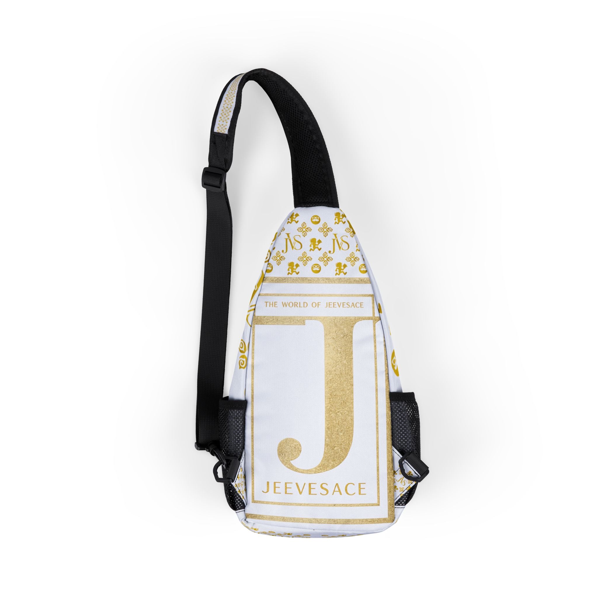 Chest Bag — Gold Monogram Sling Bag with 'Jeevesace' Medallion