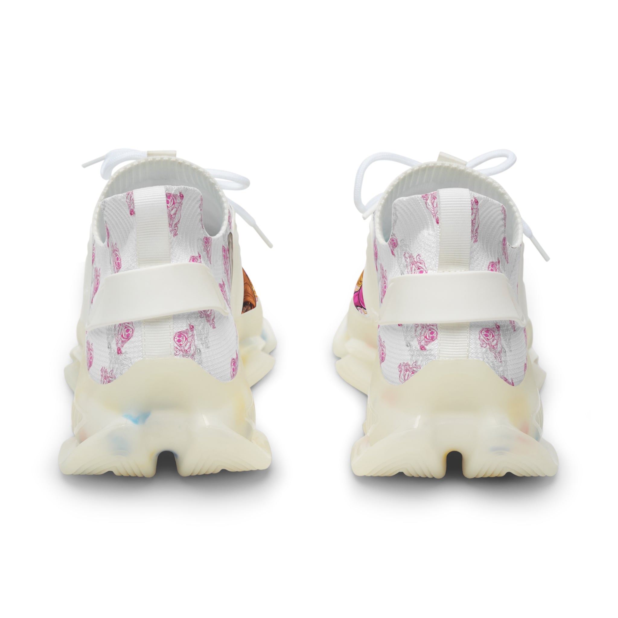 Mesh Sneakers — Pink Floral Graphic Men’s Athletic Shoes