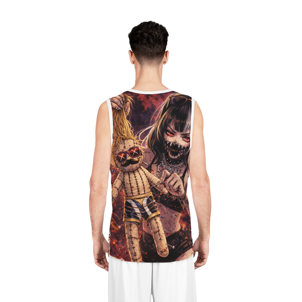 Horror Anime Basketball Jersey — Creepy Doll & Demon All-Over Print
