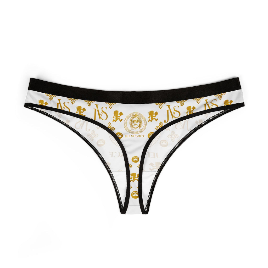 Gold Medallion Logo Thong — Women's Designer-Inspired Lace-Free Underwear