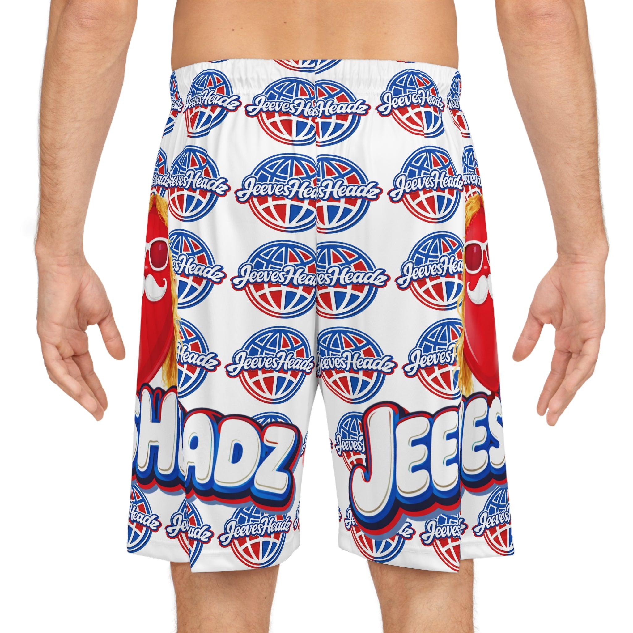 Basketball Shorts - JeevesHeadz All-Over Print Retro Mascot Design