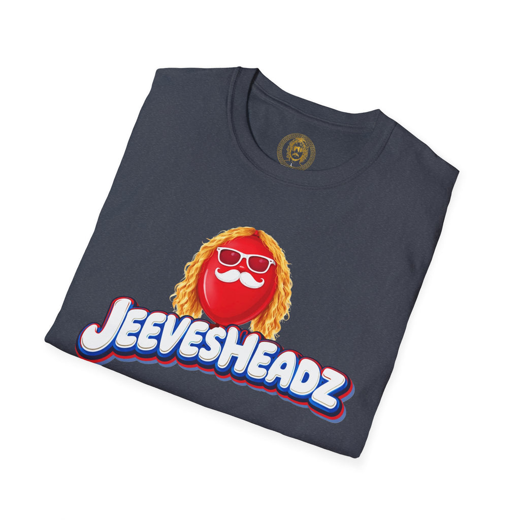 Jeevesheadz Graphic T-Shirt — Retro Logo Tee (Front Mascot & Back Globe)