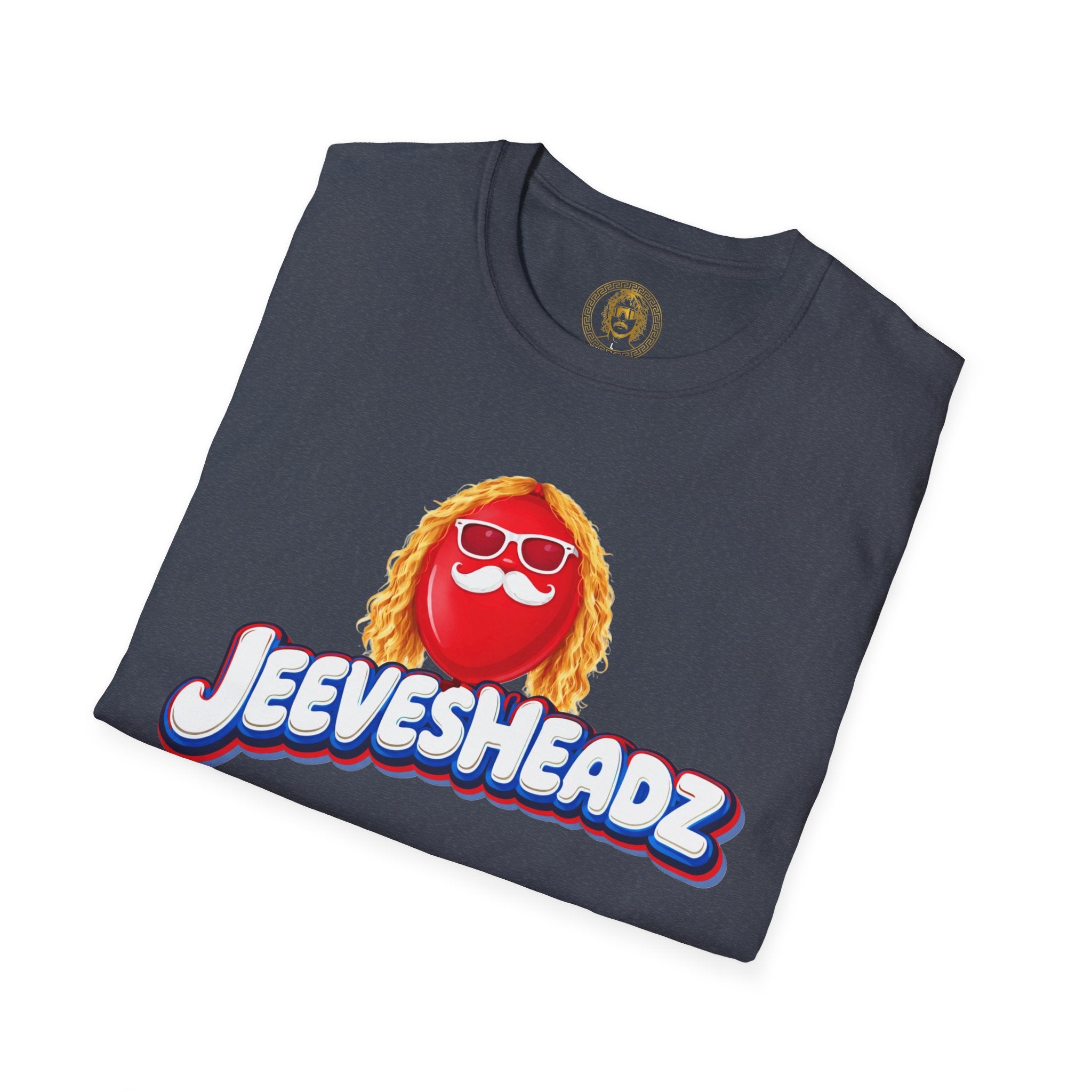 Jeevesheadz Graphic T-Shirt — Retro Logo Tee (Front Mascot & Back Globe)