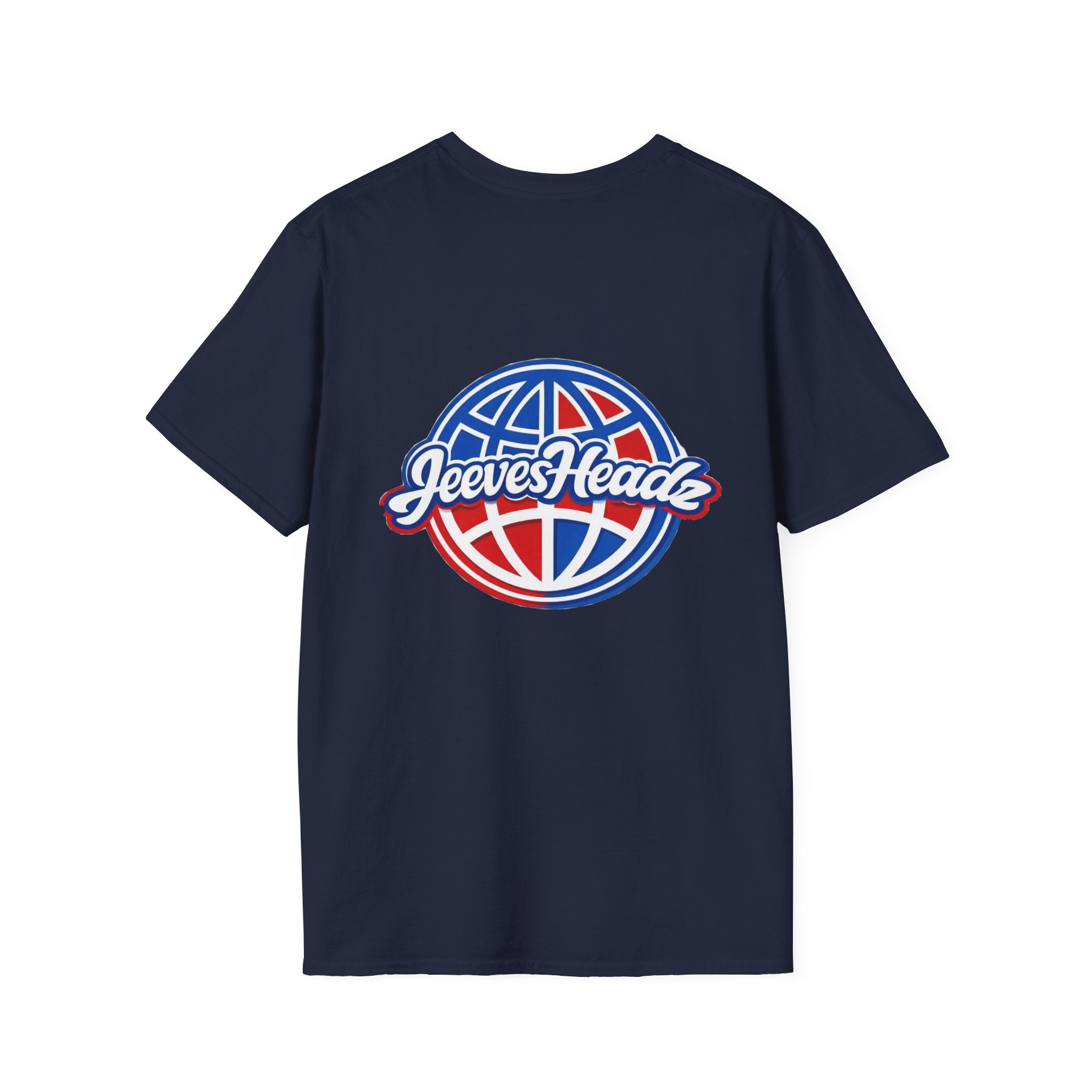 Jeevesheadz Graphic T-Shirt — Retro Logo Tee (Front Mascot & Back Globe)